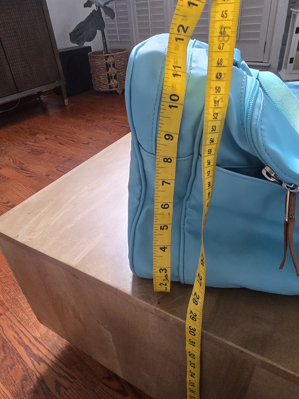 Jon Hart Design Medium Square Duffel Bag Aqua Blue Travel Weekender BCT Monogram - Picture 4 of 14